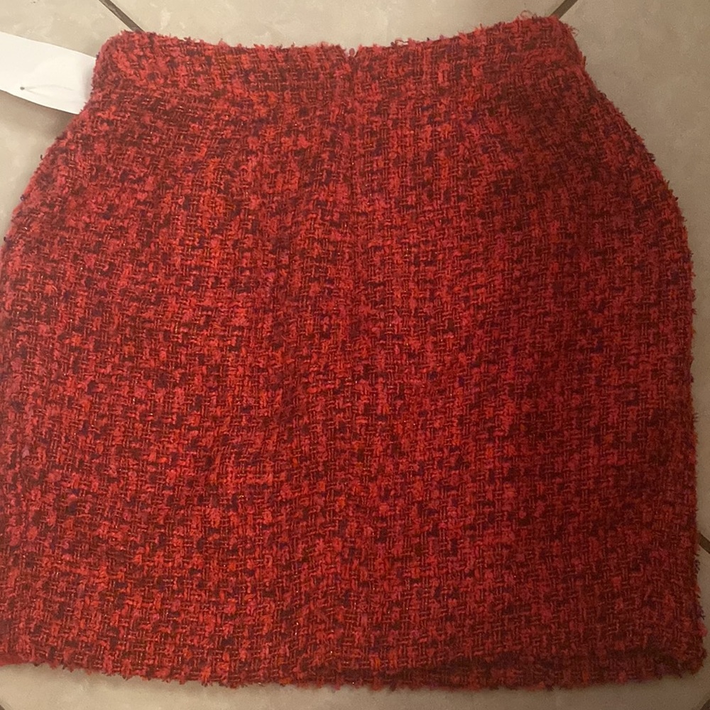 Red Tweed Donna Karan Pencil Skirt - Picture 6 of 8